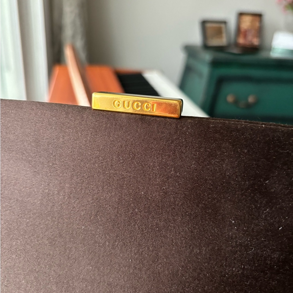 Gucci EUC++ Vintage Brown Satin Clutch Crossbody - Picture 2 of 7